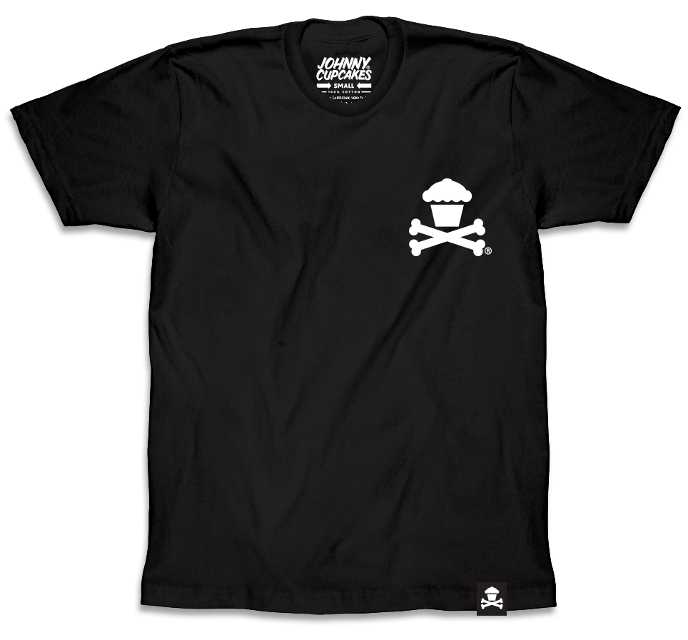 $10 Sale Tee - Basic Mini Crossbones (Black Tee / White Ink)