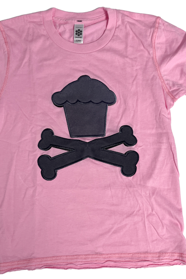 JC Vault - Women's Fitted Small - Sample / Embroidered Applique Crossbones - Pink (Vintage JC)
