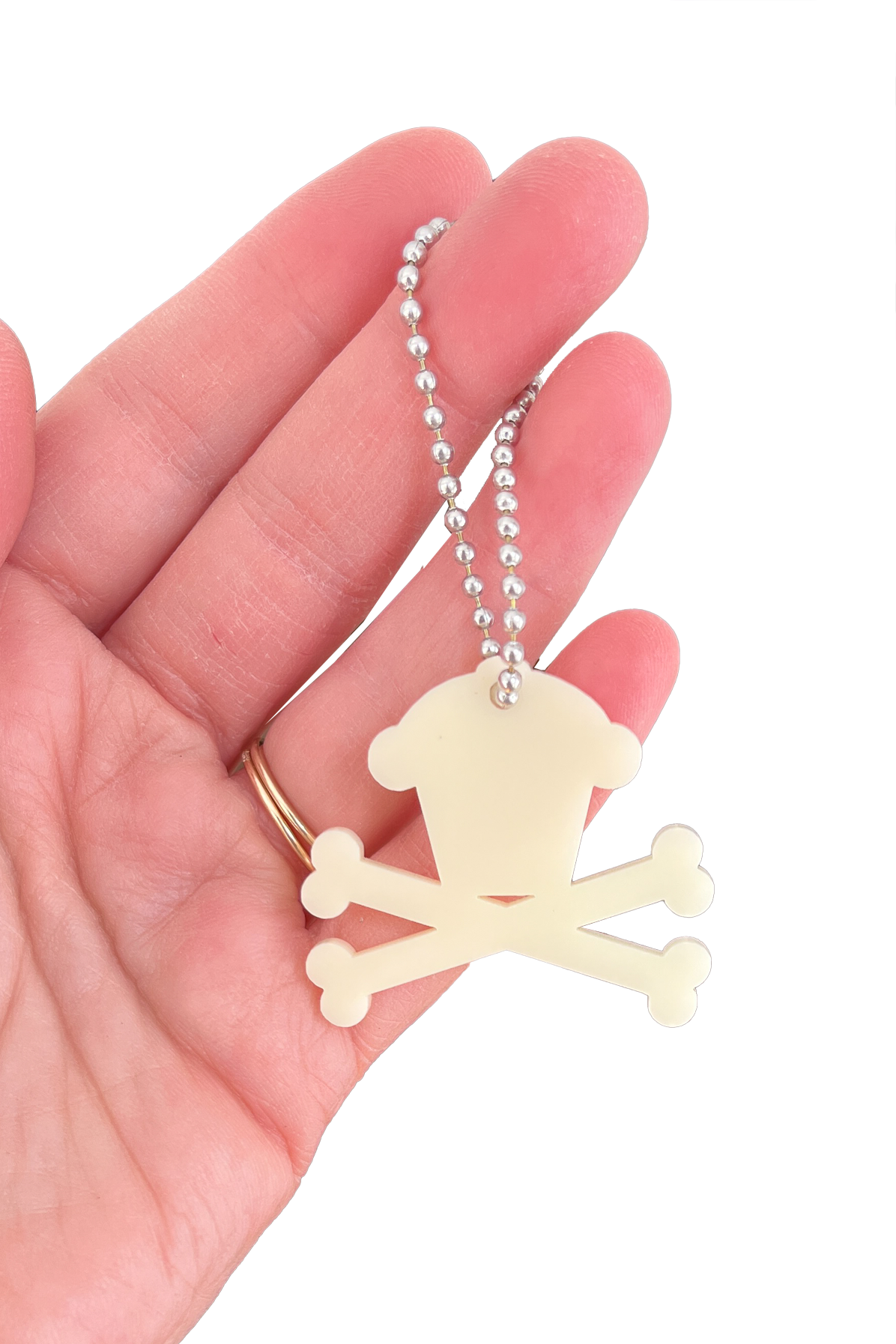 JC Vault - Off-White Acrylic Crossbones Keychain