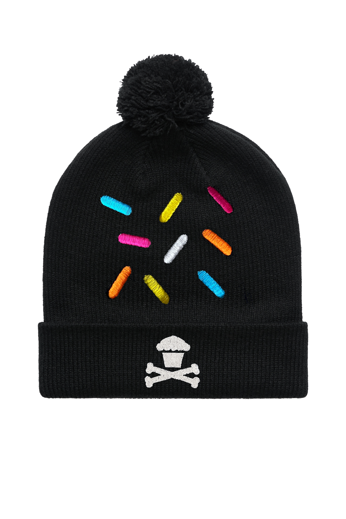 Embroidered Sprinkles Pom Beanie