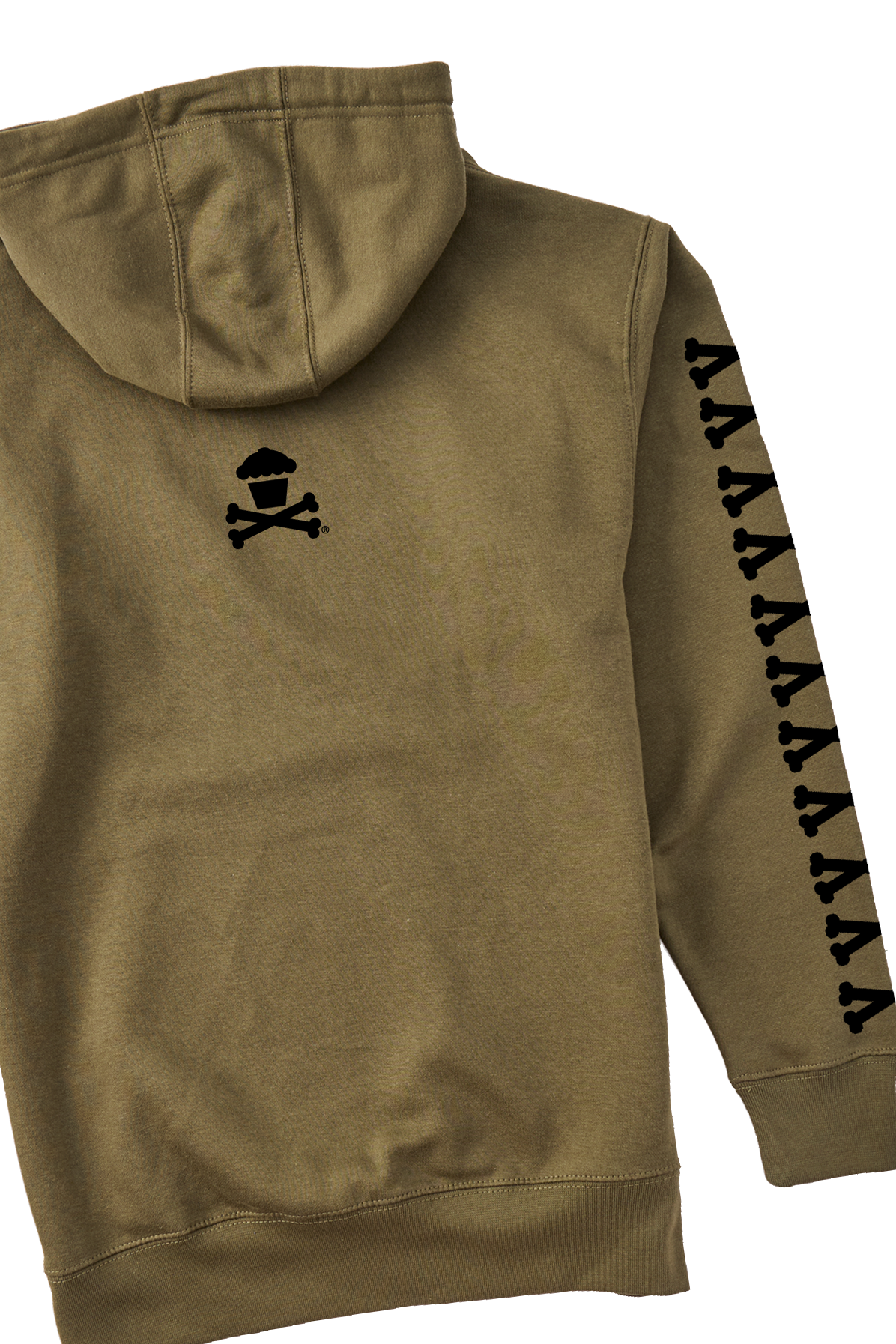 Adult Pullover Sweatshirt - Basic Bones Sleeve (Military Green)