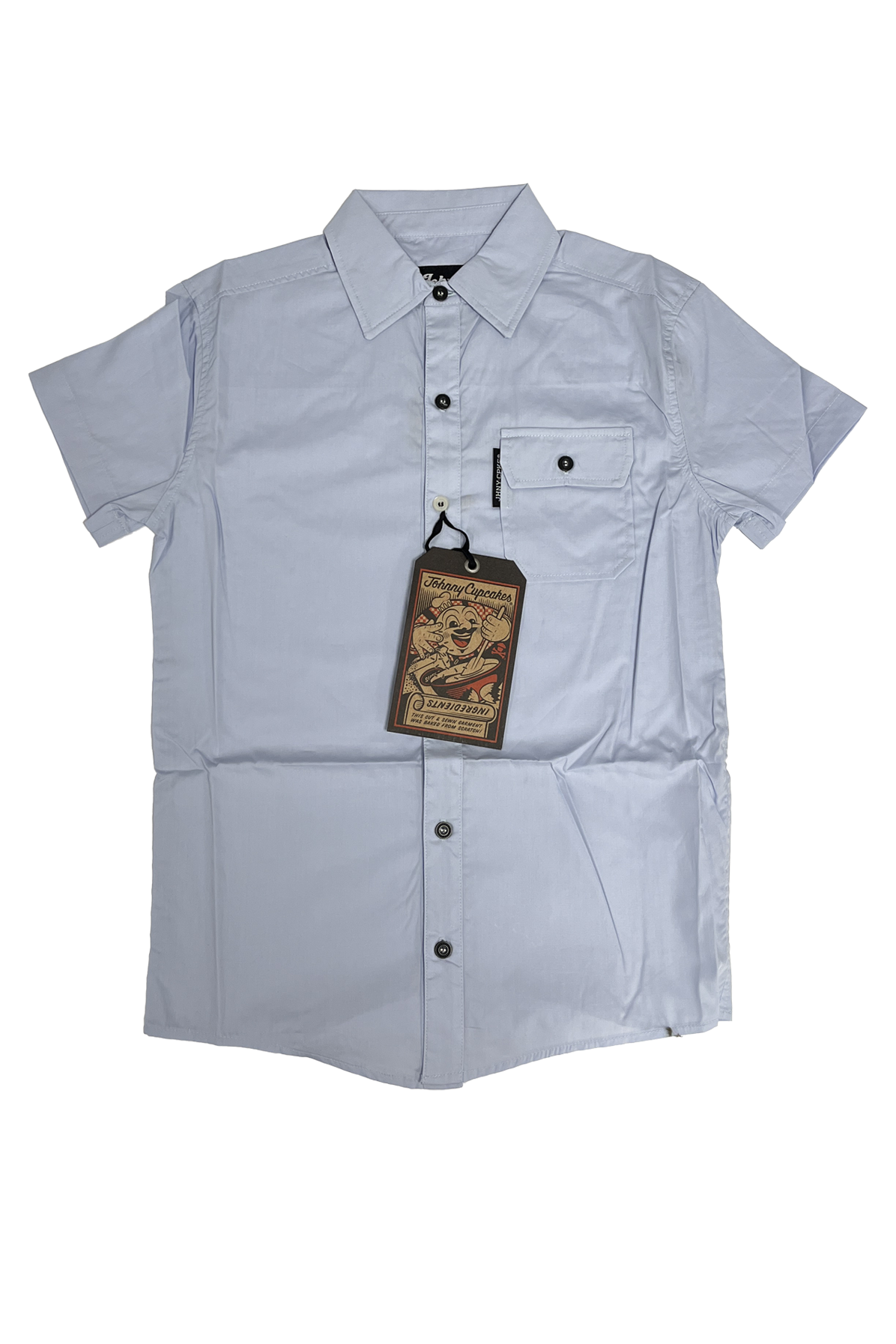 $10 Sale Tee - Short Sleeve Button Down w/ Custom Buttons (Light Blue)