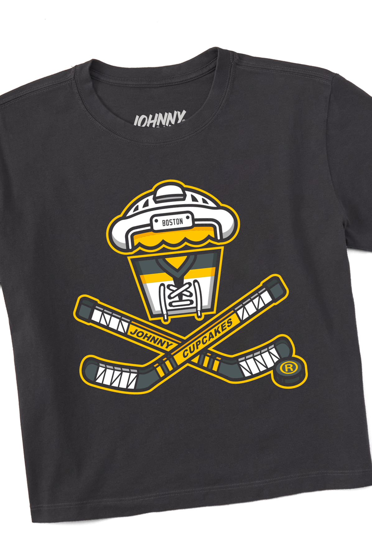 Women's Boxy Boston Hockey Crossbones Short Sleeve Premium Tee