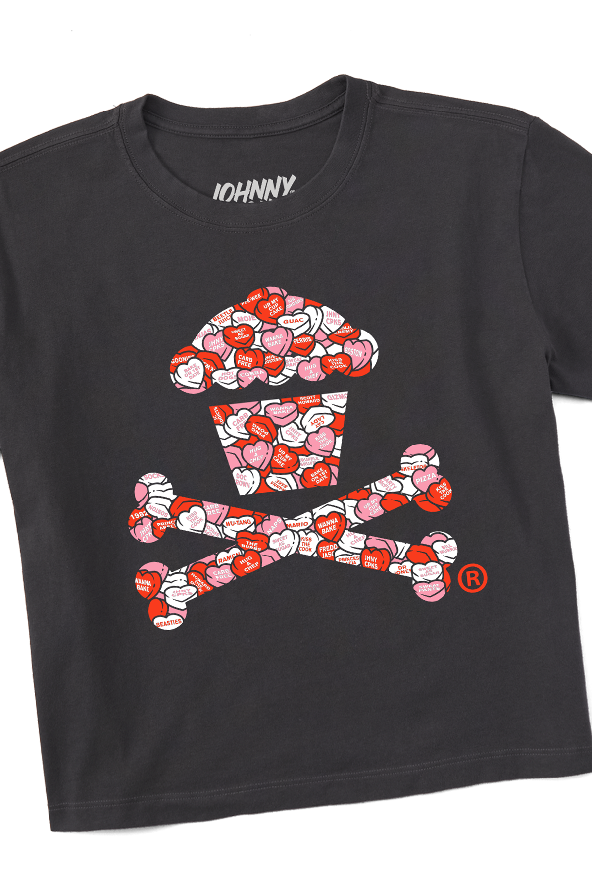 Women's Boxy Candy Heart Crossbones Short Sleeve Premium Tee