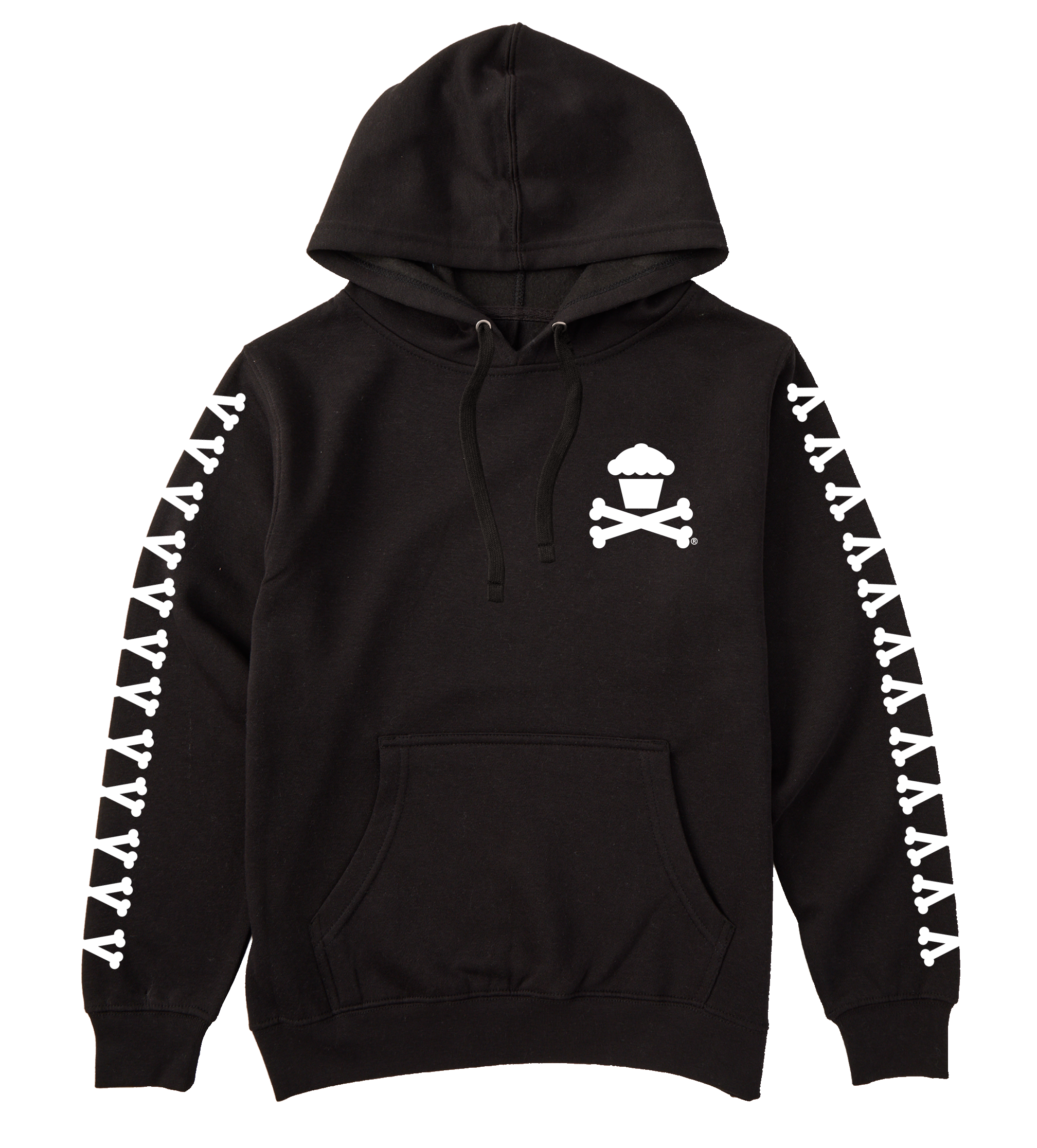 Adult Pullover Sweatshirt - Basic Bones Sleeve (Classic Black)