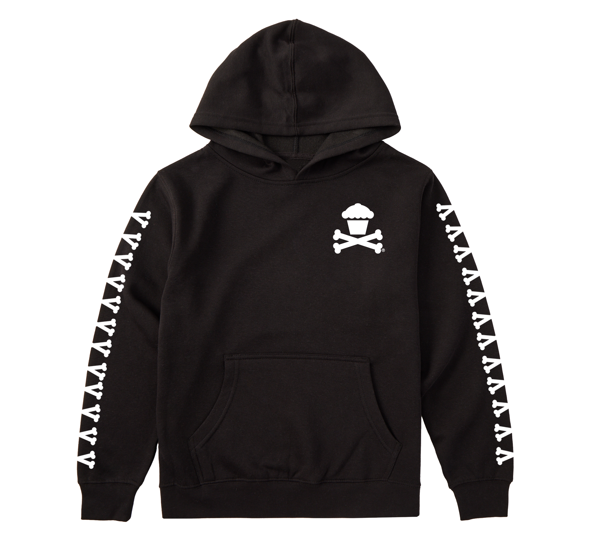 Kids Pullover Sweatshirt - Basic Bones Sleeve (Classic Black)