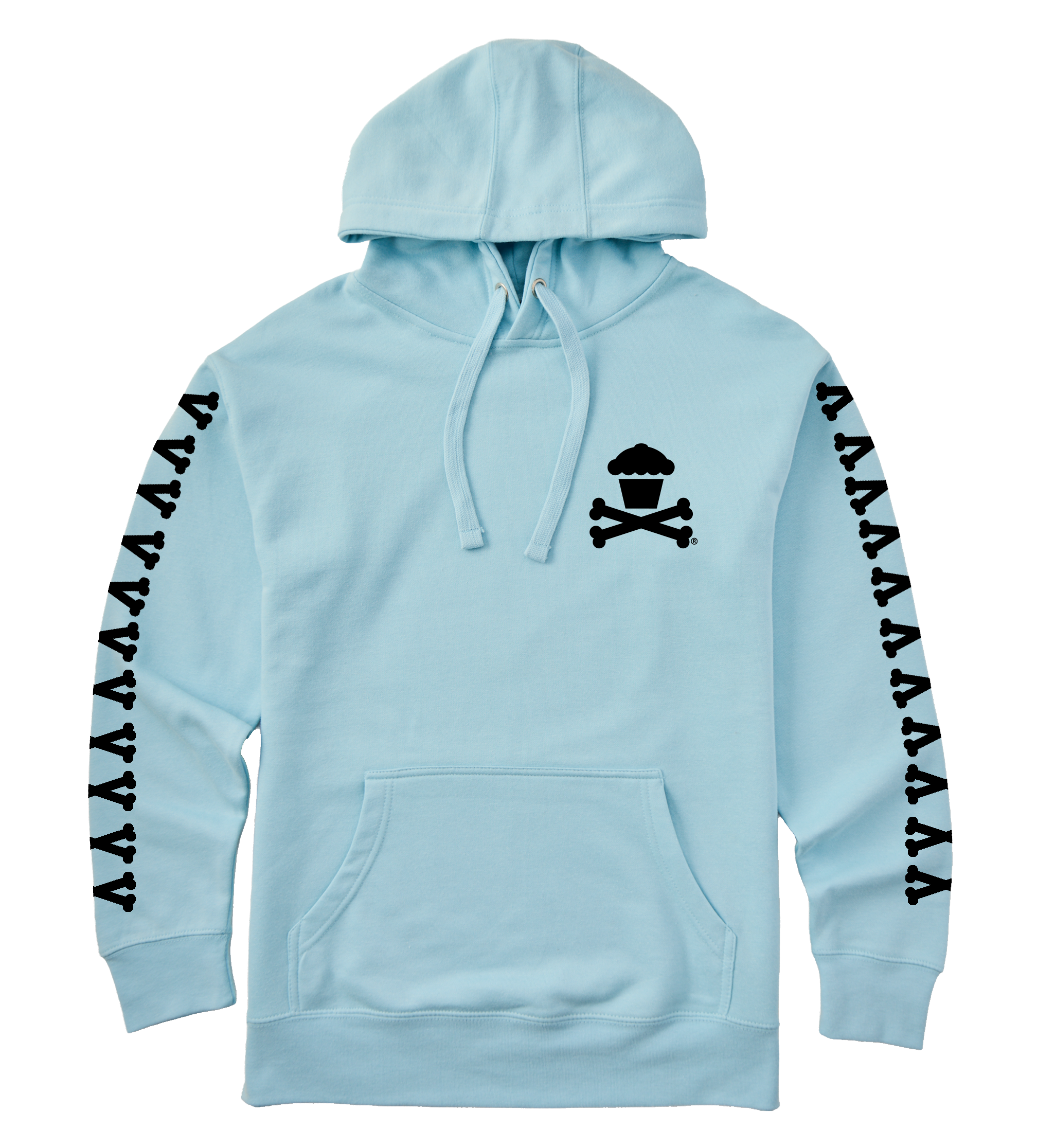 Adult Pullover Sweatshirt - Basic Bones Sleeve (Light Blue)