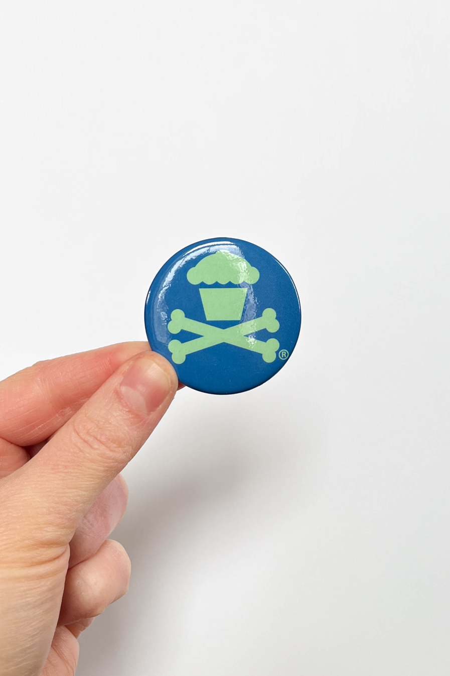 2" Large Pin - Crossbones Blue / Mint