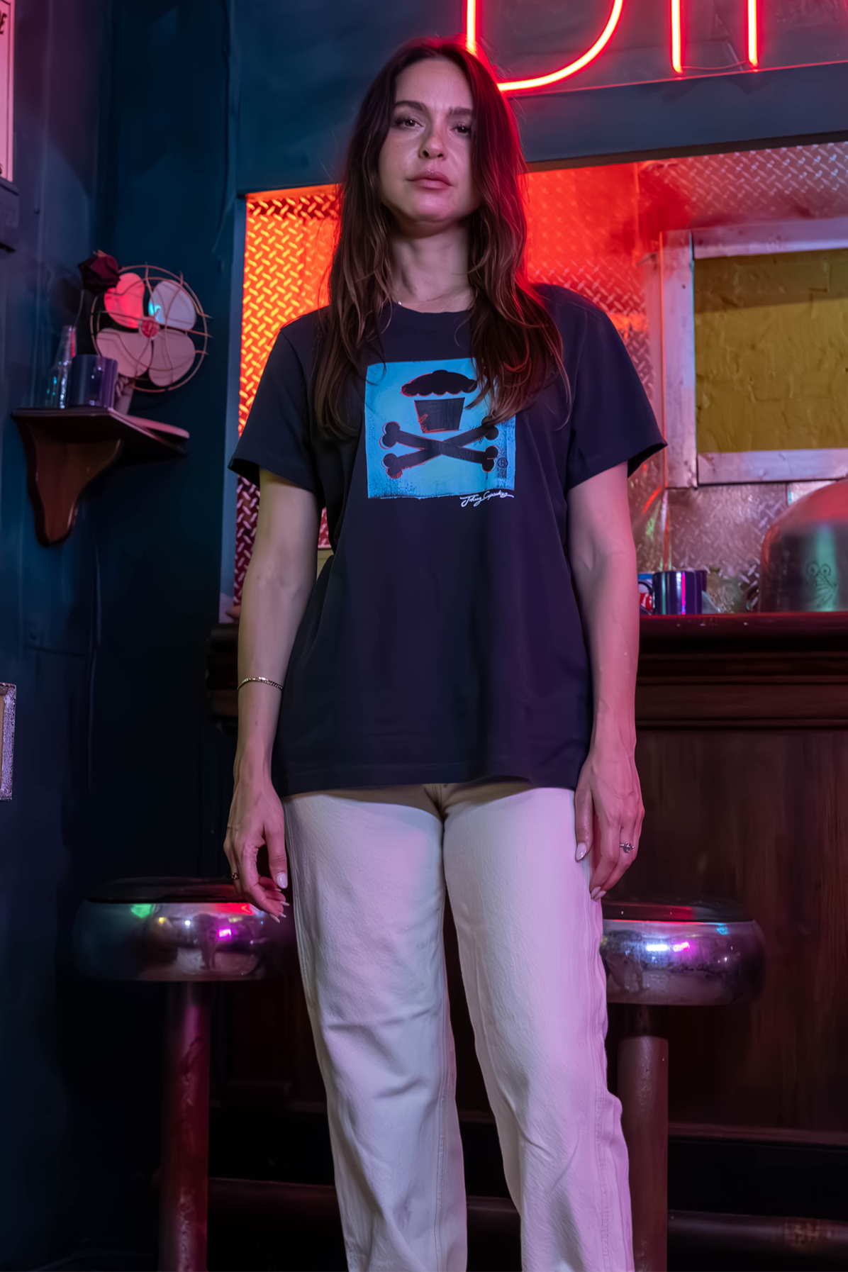 Womens Artsy Crossbones Short Sleeve Premium Tee