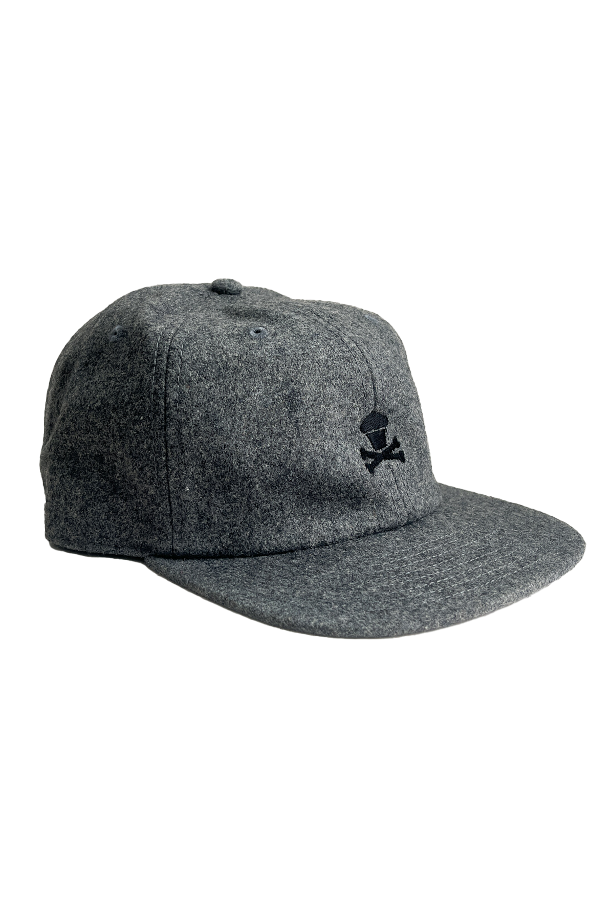 Dark Grey Embroidered Wool Hat