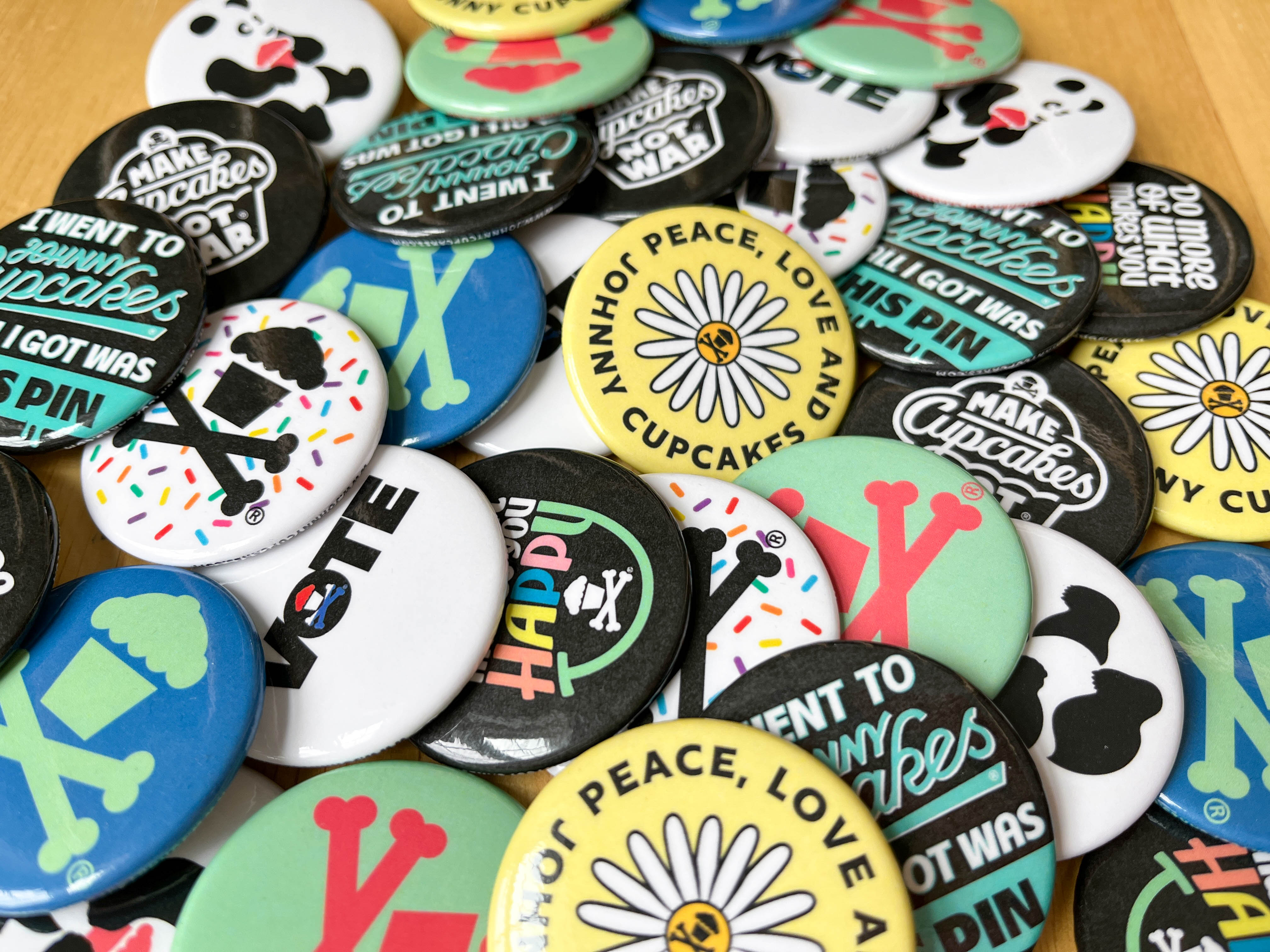 2" Large Pin - Crossbones Mint / Pink