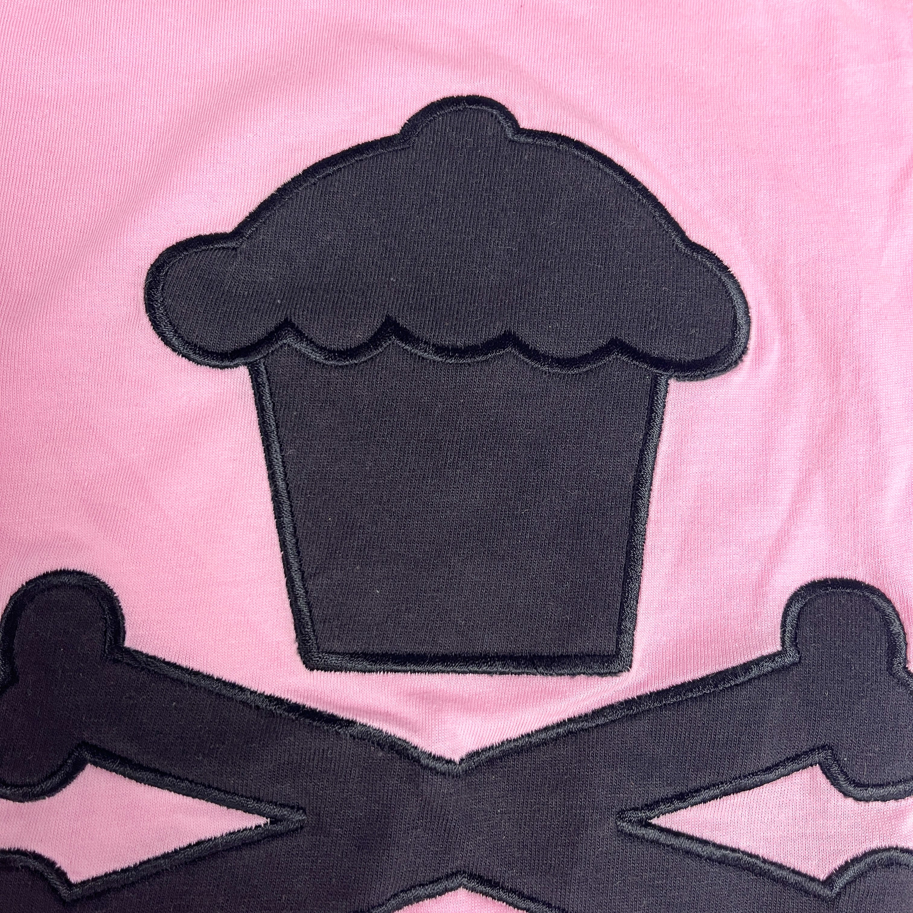 JC Vault - Women's Fitted Small - Sample / Embroidered Applique Crossbones - Pink (Vintage JC)