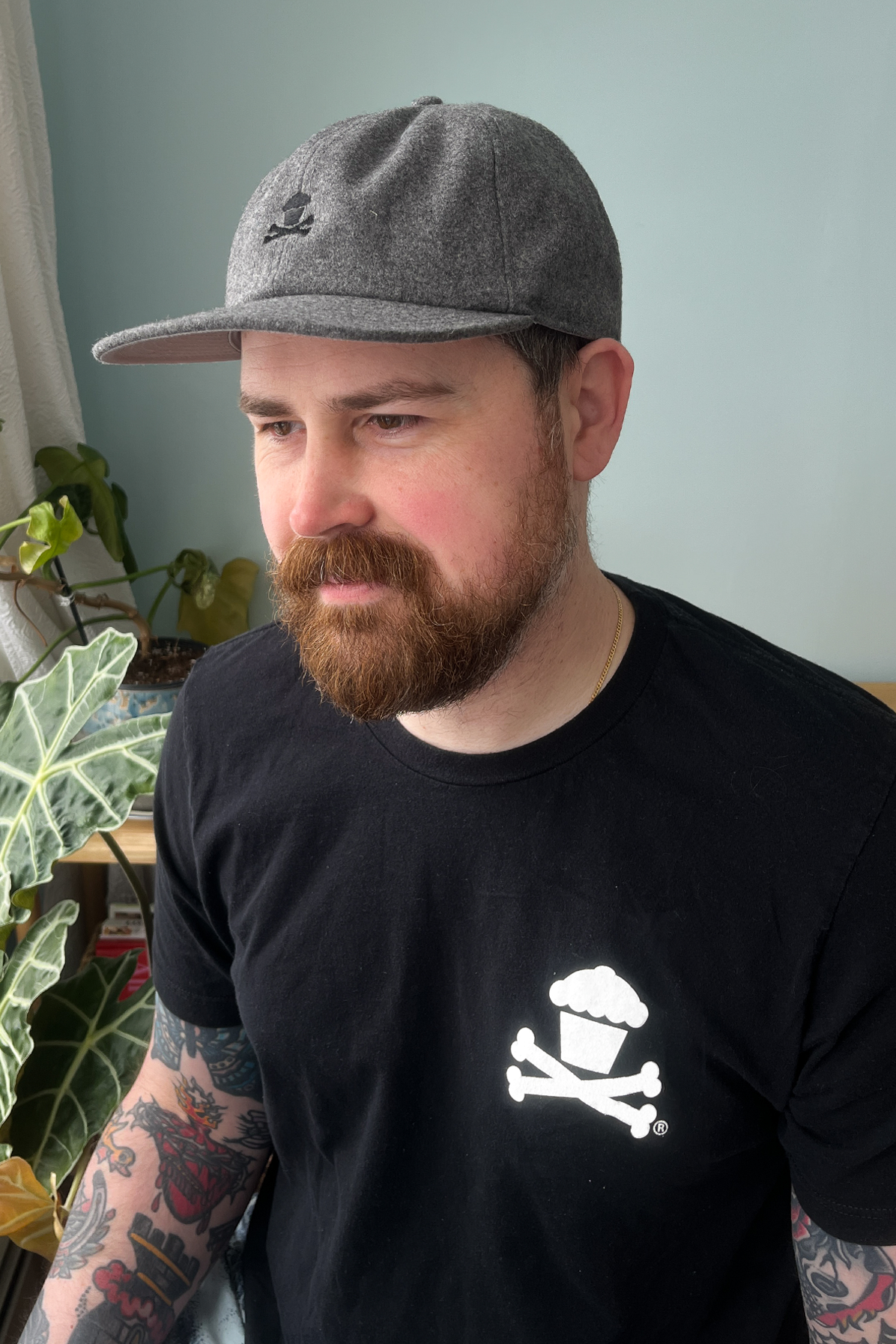 Dark Grey Embroidered Wool Hat