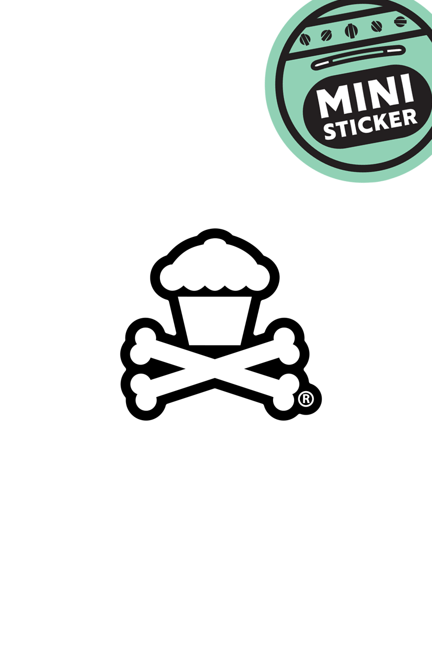 MINI STICKER - Classic Crossbones (White on Black)