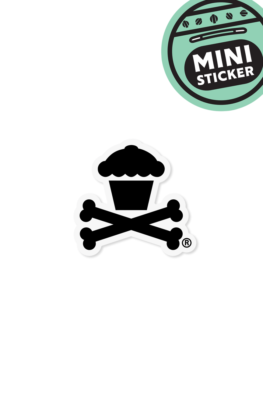 MINI STICKER - Inverted Crossbones (Black on White)