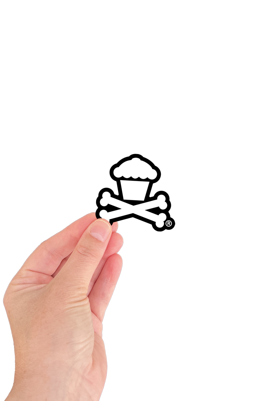 MINI STICKER - Classic Crossbones (White on Black)