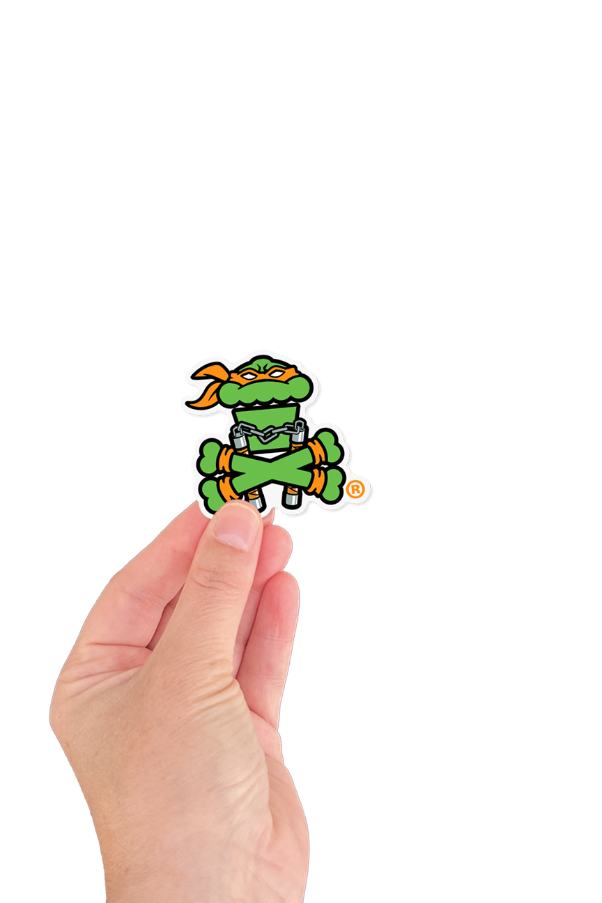 MINI STICKER - Orange Nunchucks Crossbones