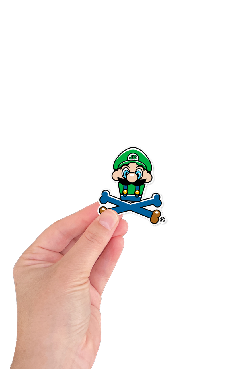 MINI STICKER - Green Plumber Crossbones