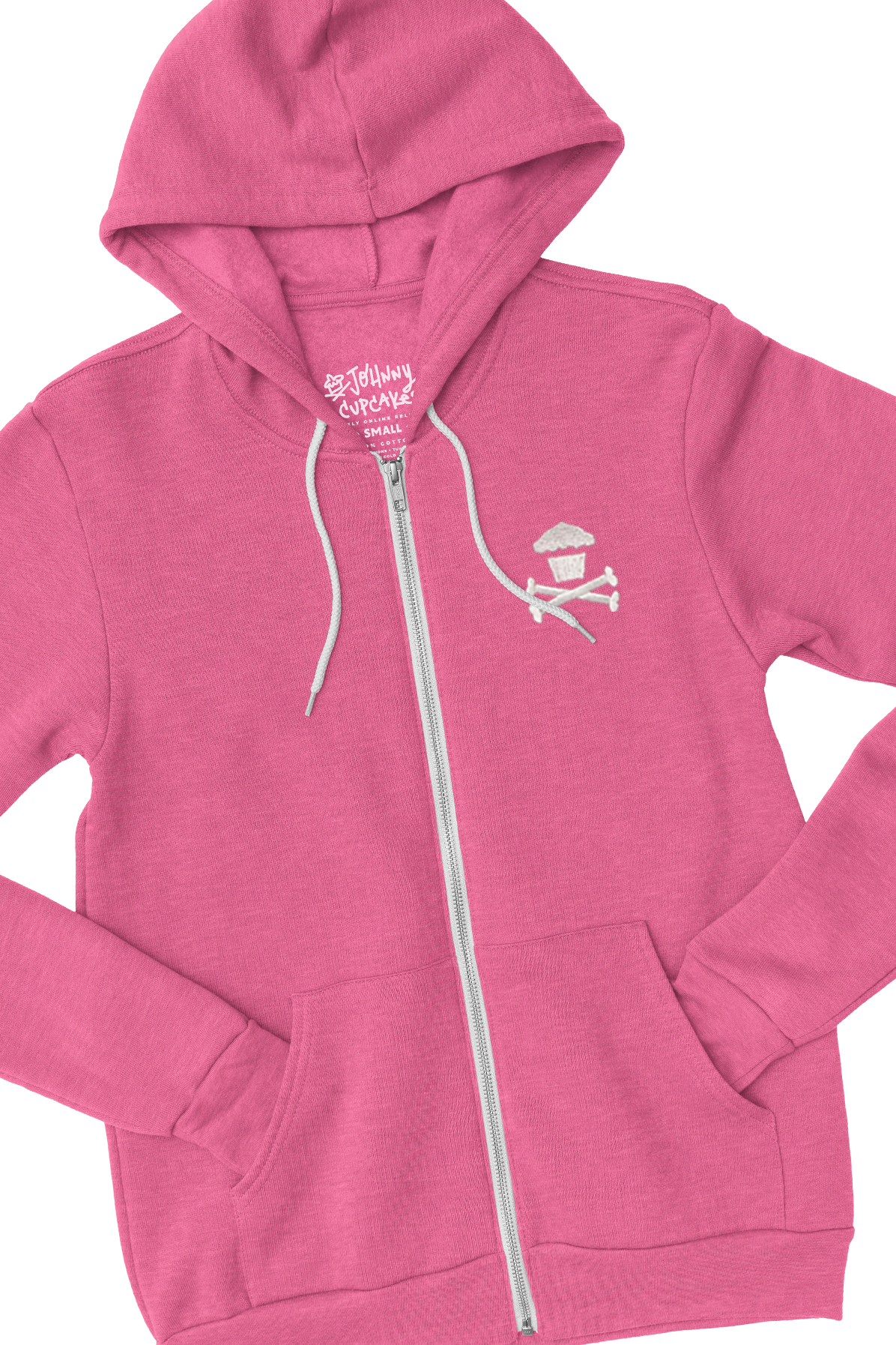 World's Softest Embroidered Mini Crossbones Zip (Hot Pink)