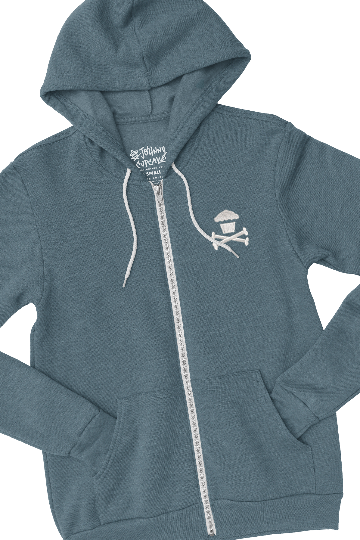 World's Softest Embroidered Mini Crossbones Zip (Steel Blue)