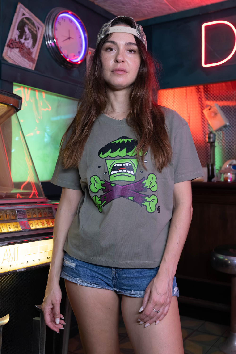 Women's Boxy JC Angry Crossbones Short Sleeve Premium Tee