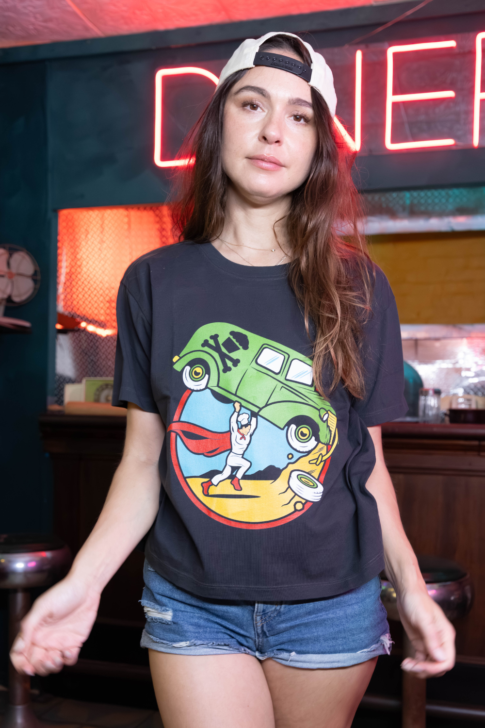 Women's Boxy Strongman Car Lift Short Sleeve Premium Tee