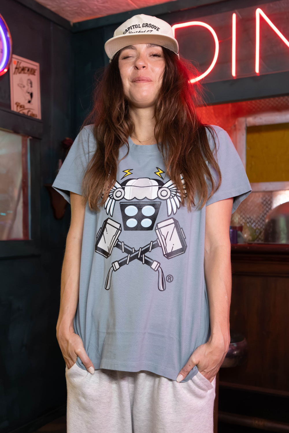 Womens Thunder Crossbones Short Sleeve Premium Tee