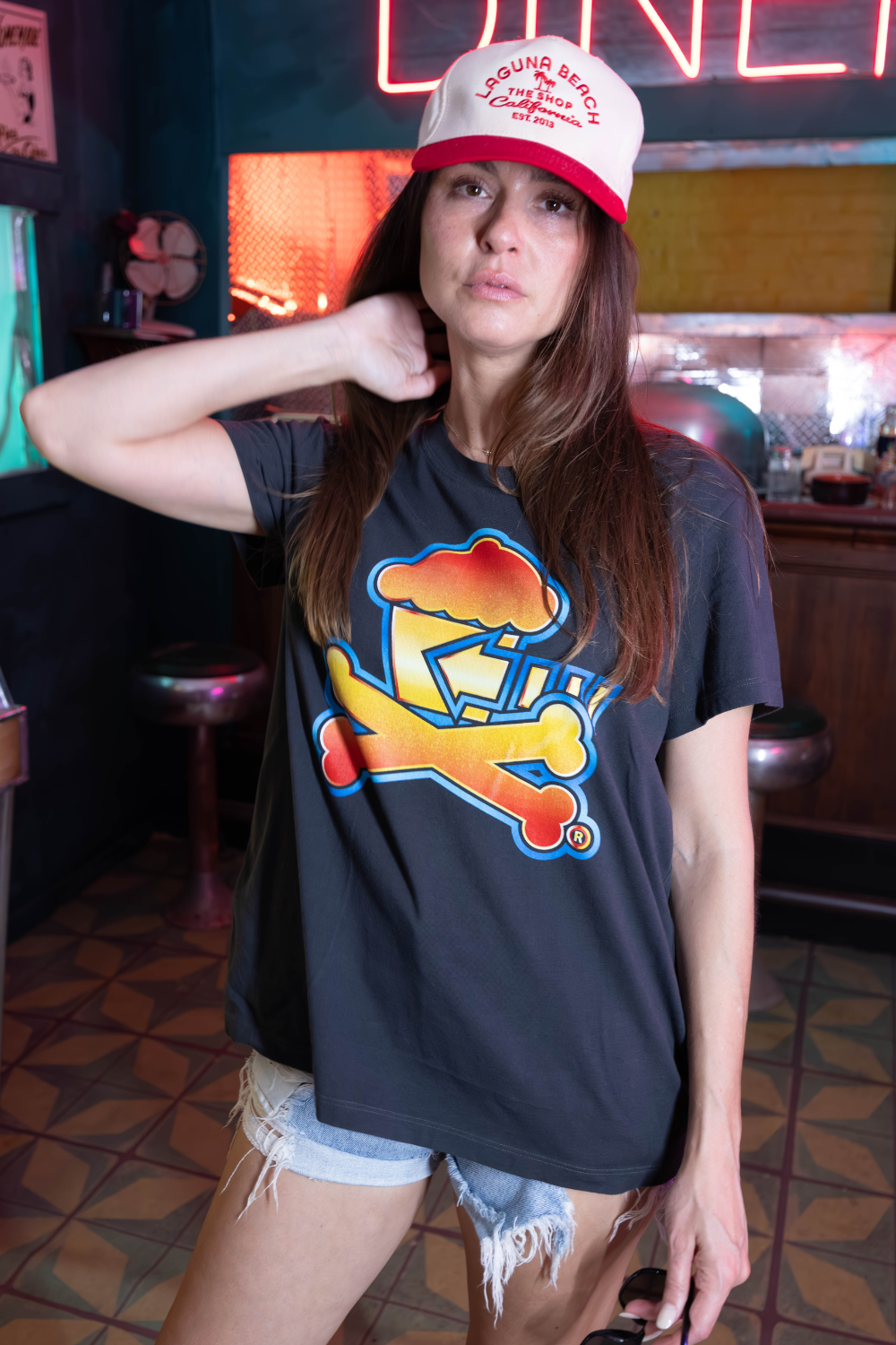 Womens Time Traveler Crossbones Short Sleeve Premium Tee