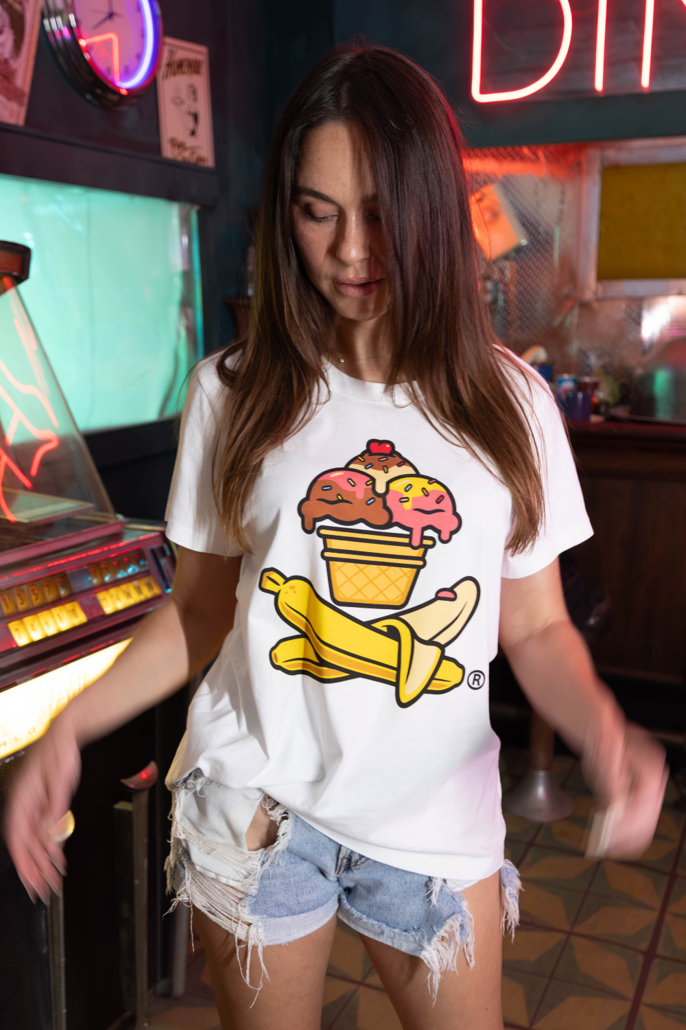 Womens Banana Split Crossbones Short Sleeve Premium Tee