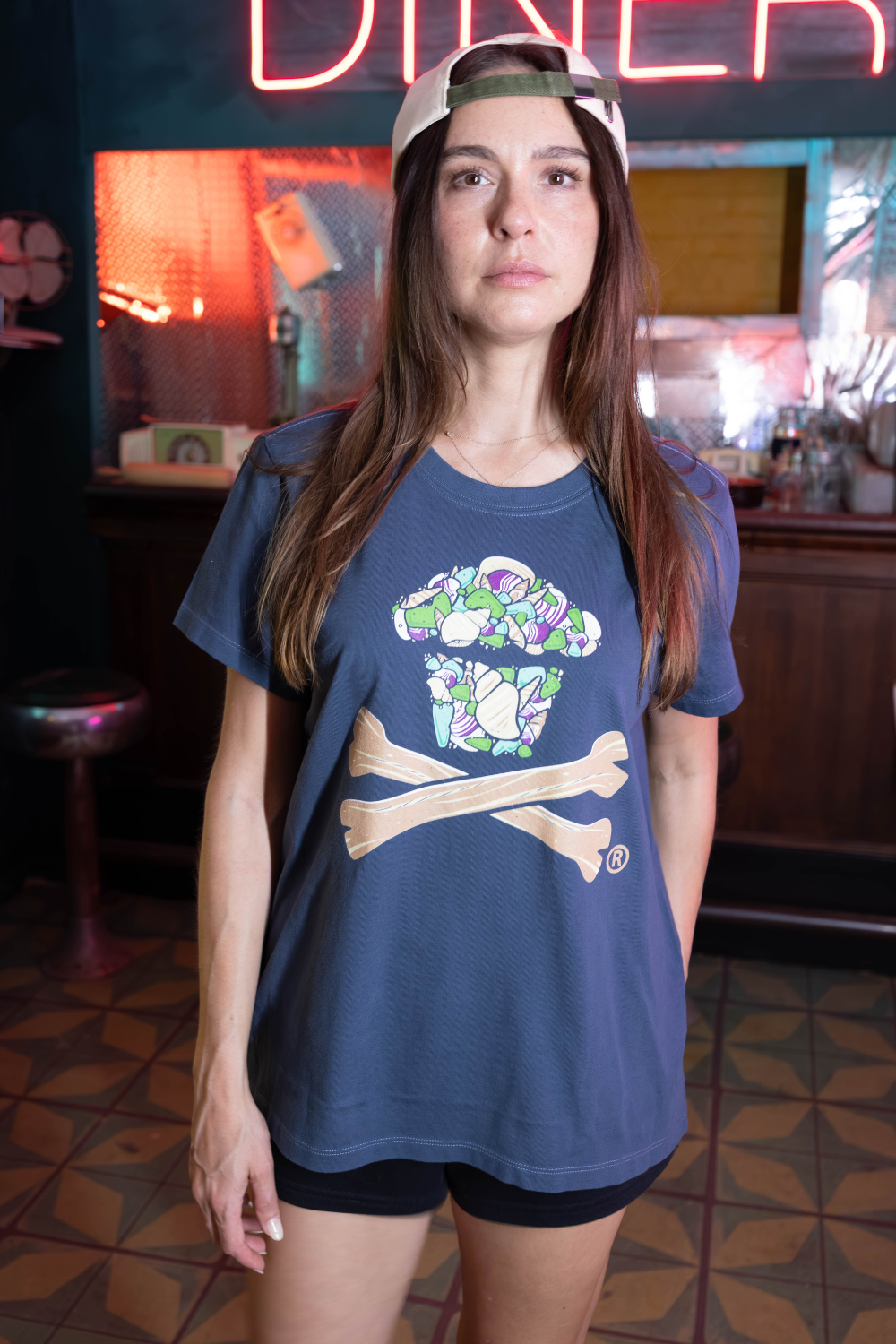 Womens Seashell Crossbones Short Sleeve Premium Tee