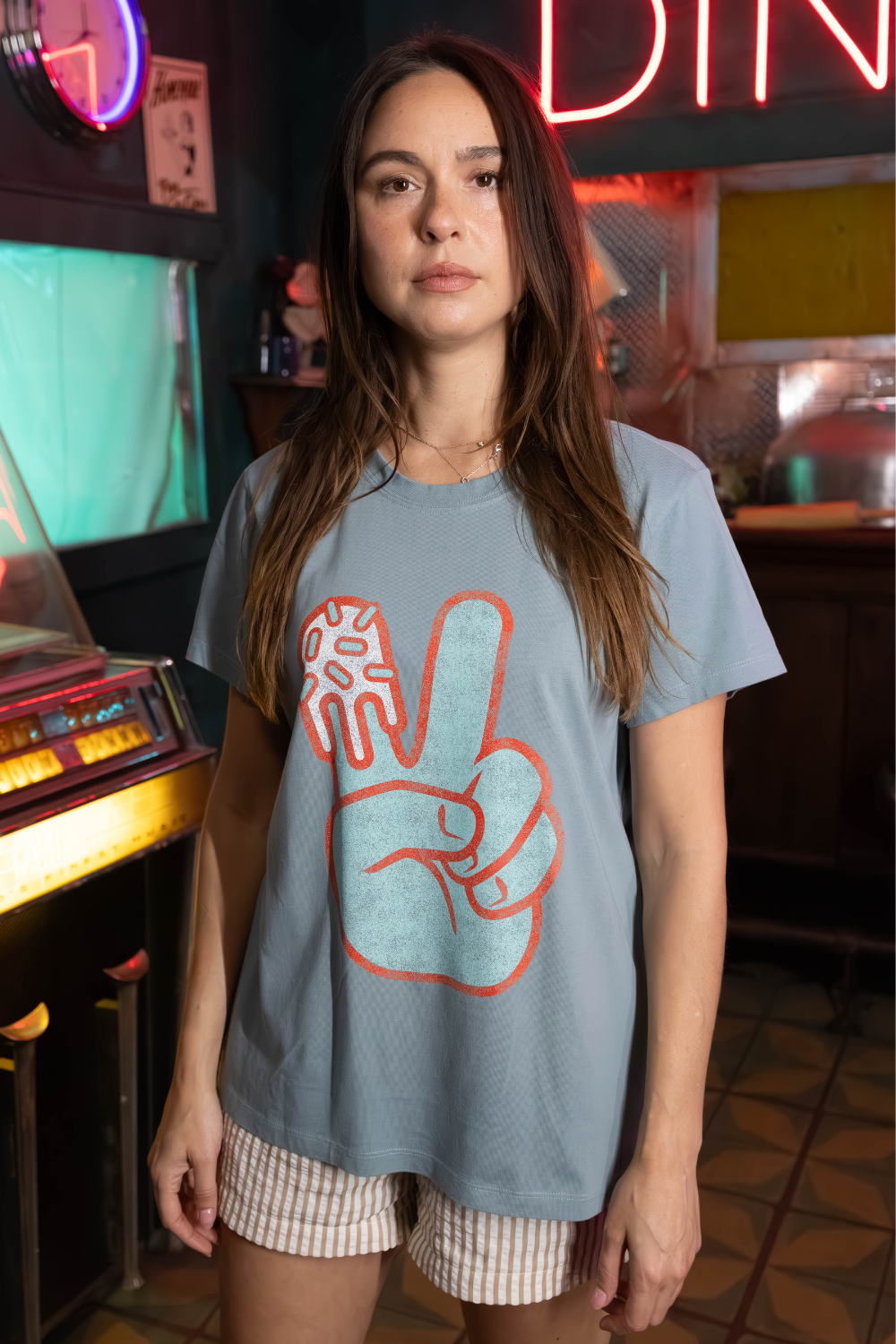 Womens Peace Hand Short Sleeve Premium Tee