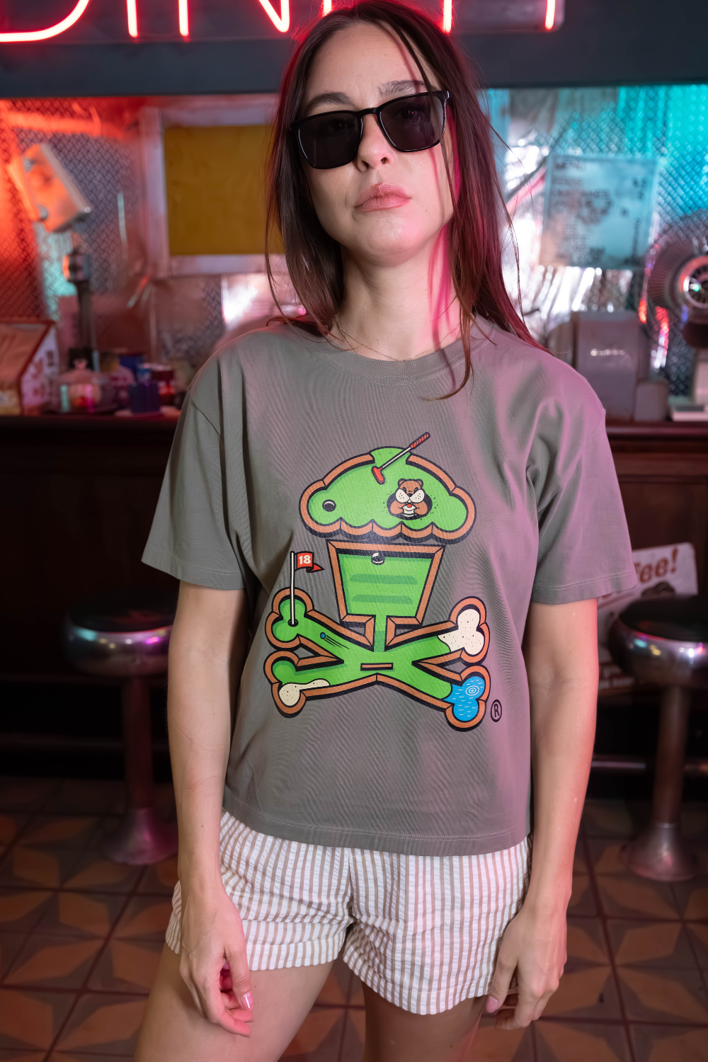 Women's Boxy Mini Golf Crossbones Short Sleeve Premium Tee