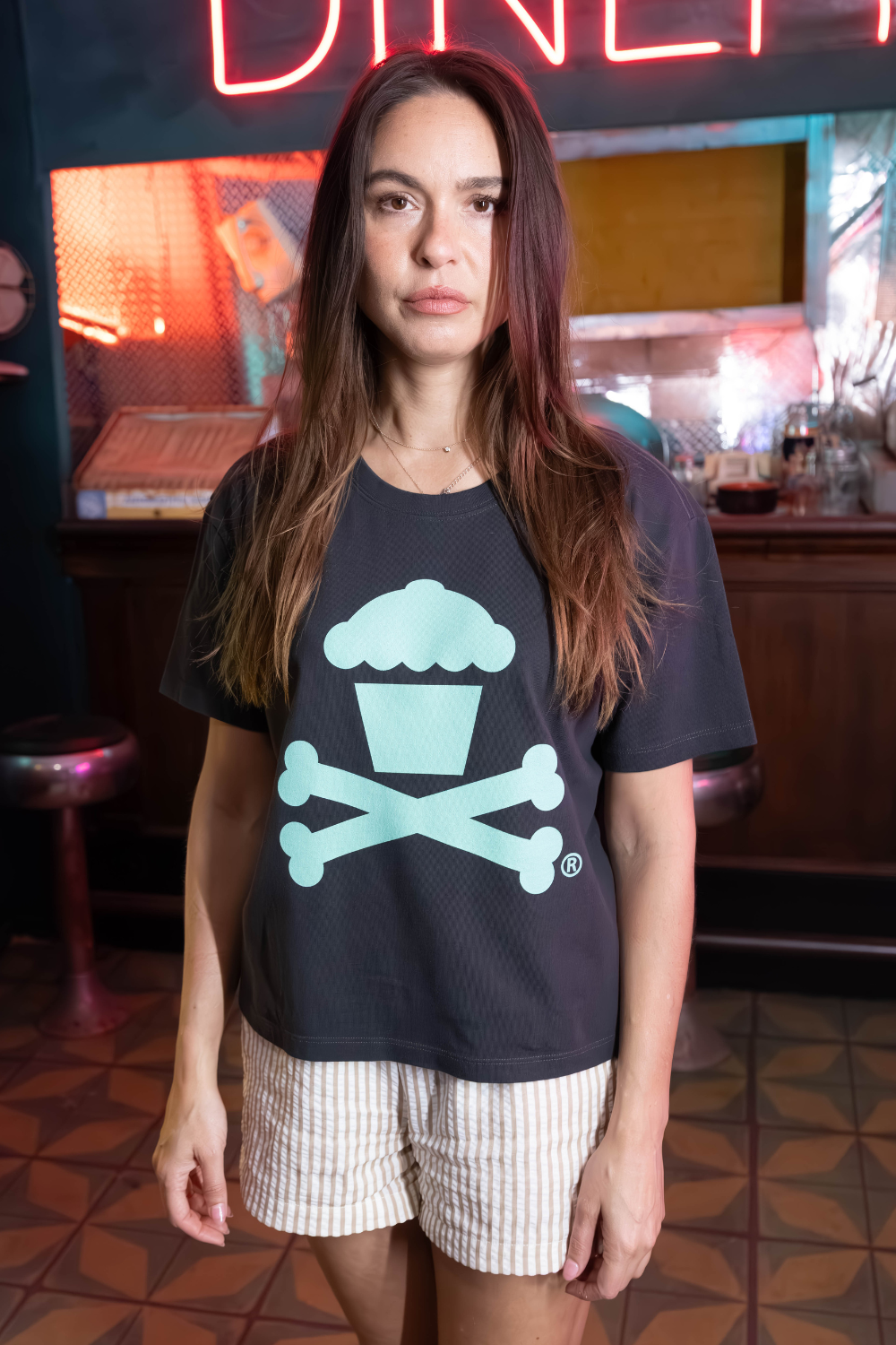 Women's Boxy Mint Crossbones Short Sleeve Premium Tee