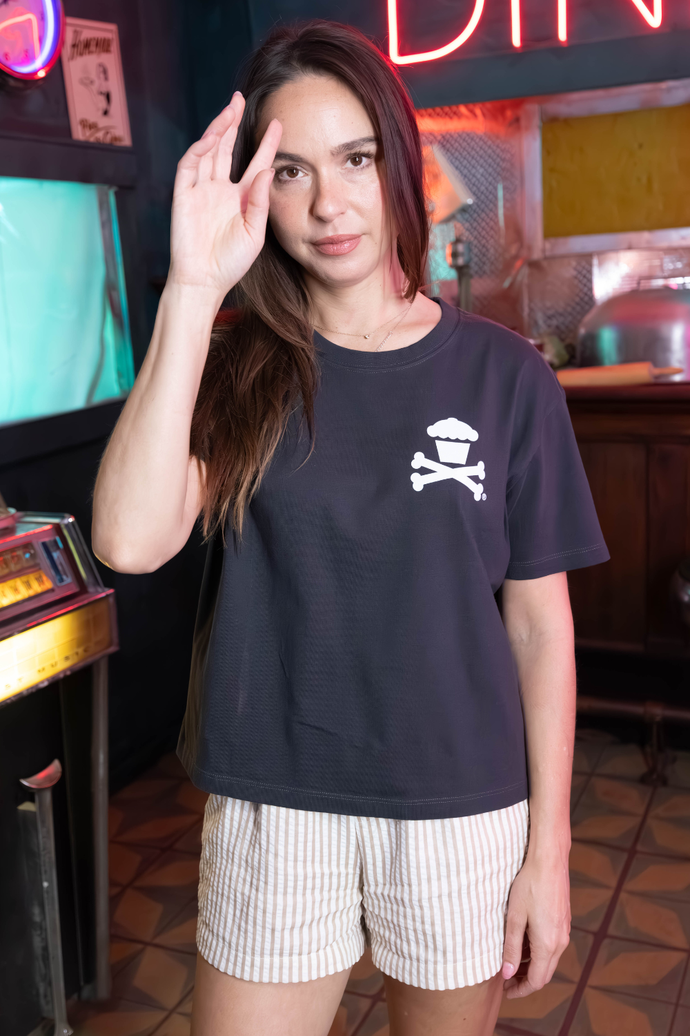 Women's Boxy Basic Mini Crossbones Short Sleeve Premium Tee