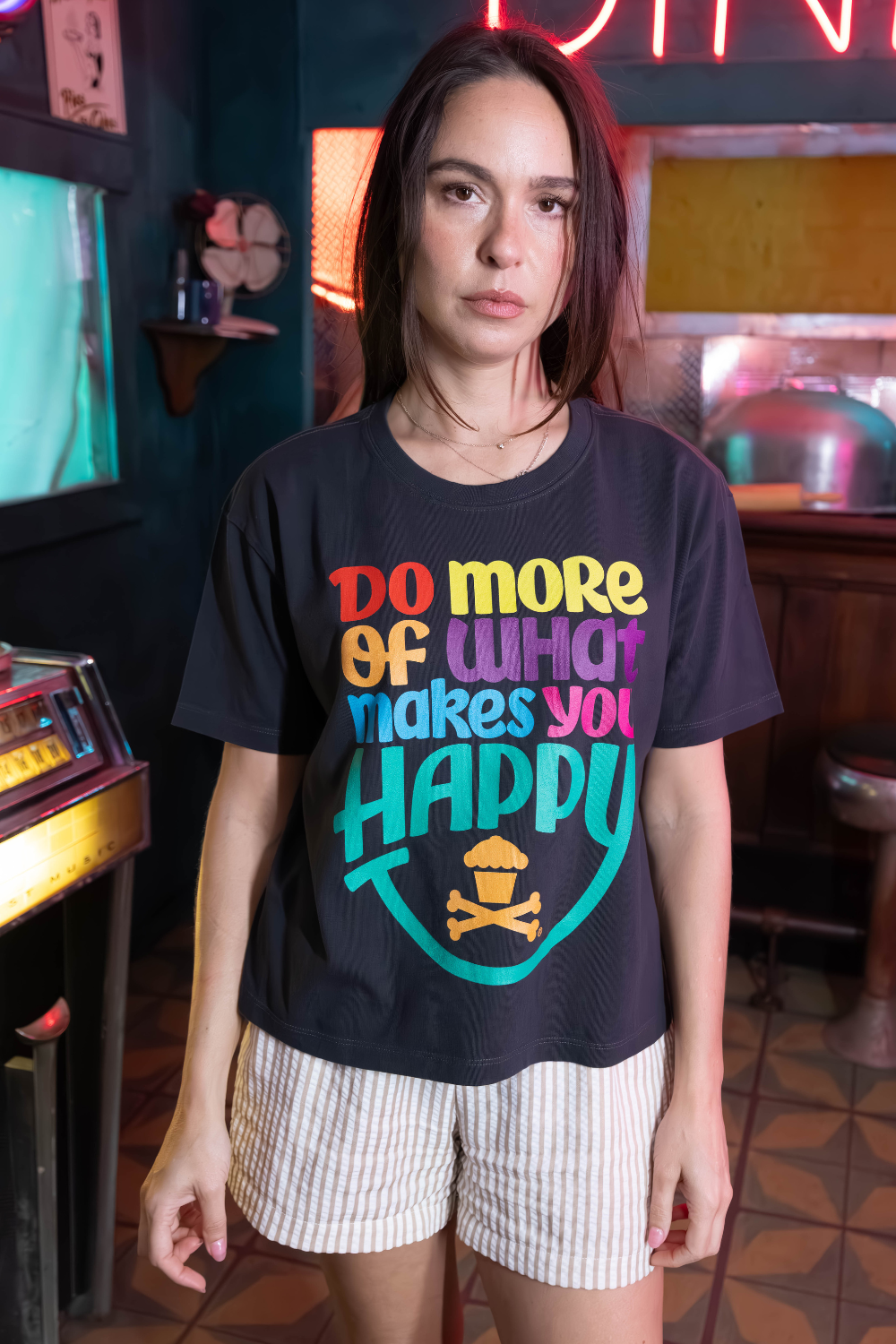 Women's Boxy Rainbow Happiness Short Sleeve Premium Tee