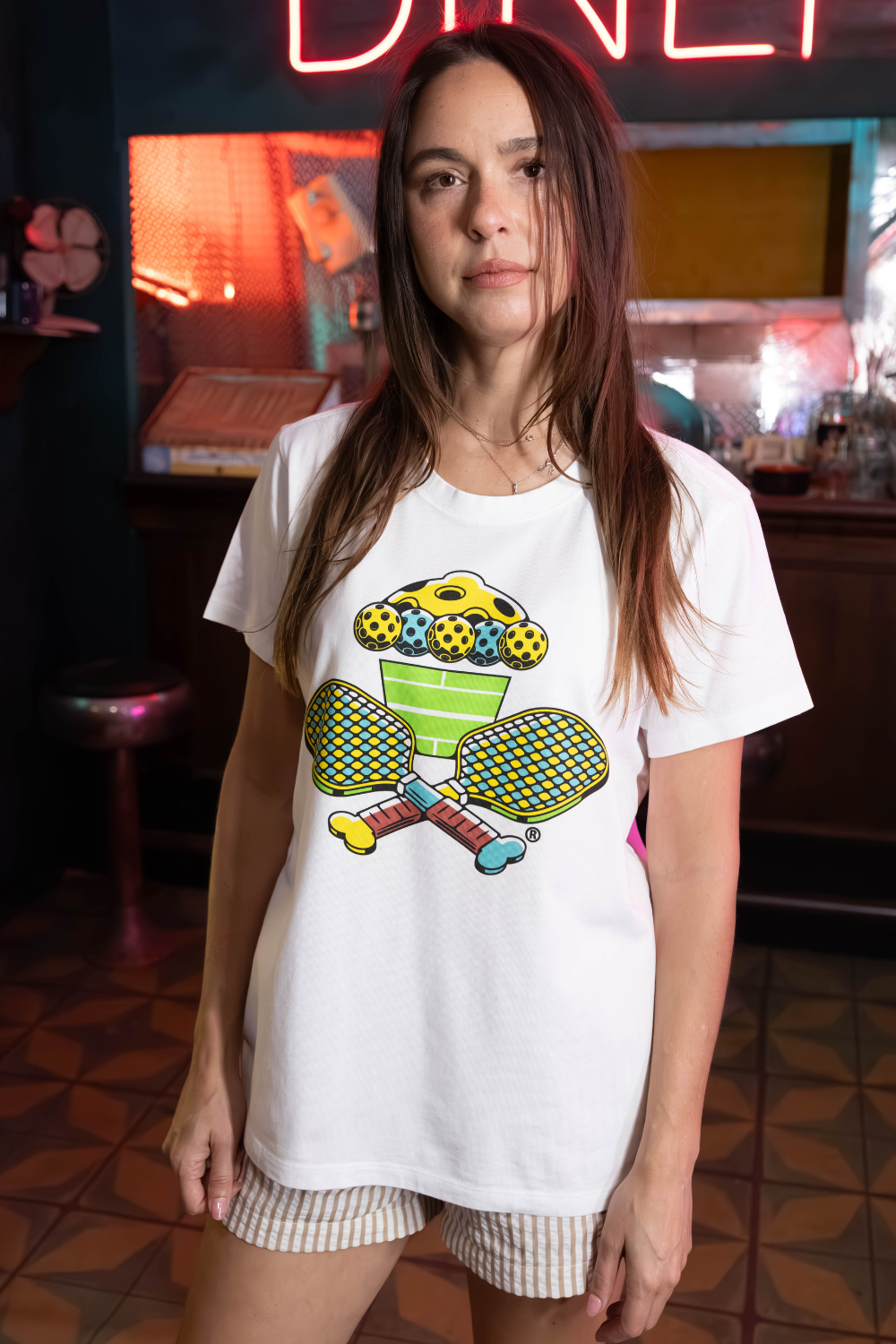 Womens Pickleball Crossbones Short Sleeve Premium Tee
