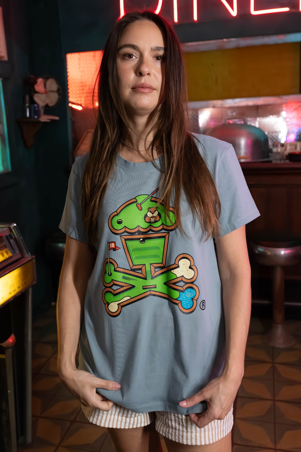 Womens Mini Golf Crossbones Short Sleeve Premium Tee