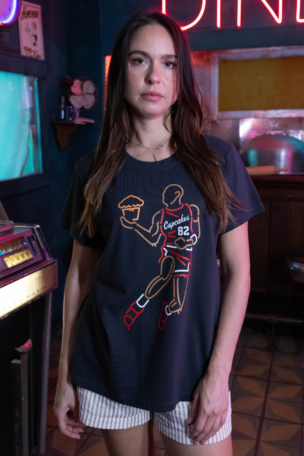 T-shirt Johnny Cupcakes Slim Fit Femme - Taille L, Couleur Verte - Neuf Avec étiquettes