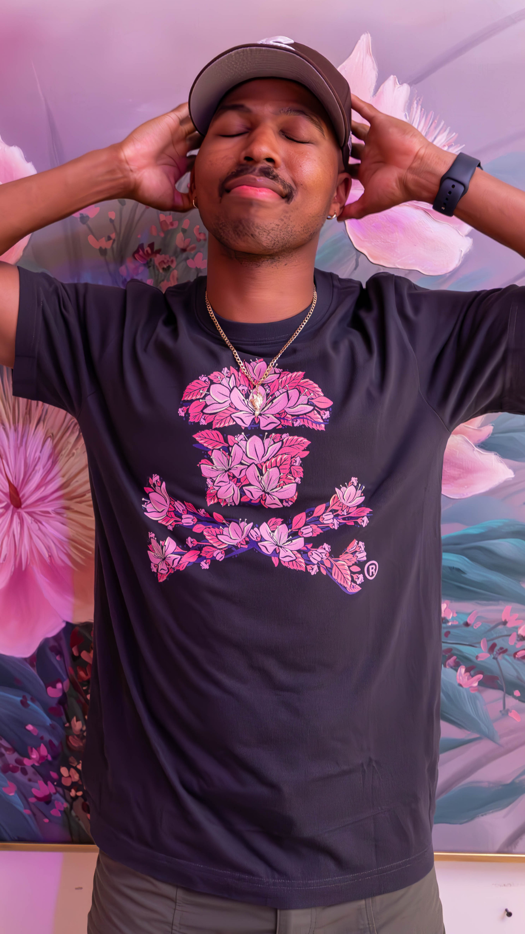 Men's Cherry Blossom Crossbones Short Sleeve Premium Tee