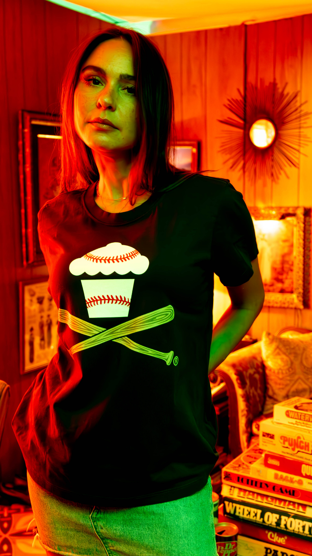 Womens Baseball Crossbones Short Sleeve Premium Tee