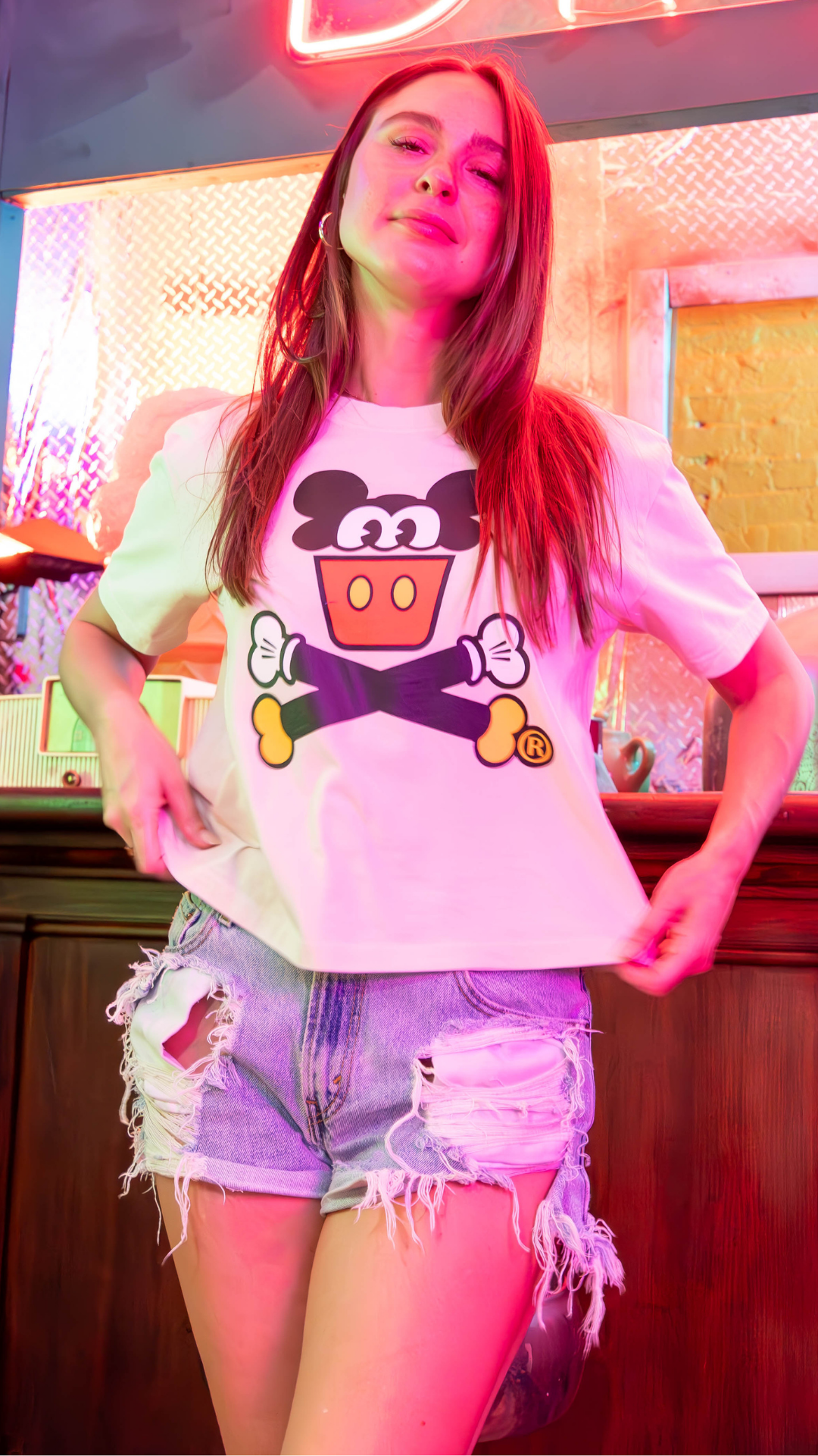 Women's Boxy Magical Mouse Crossbones Short Sleeve Premium Tee