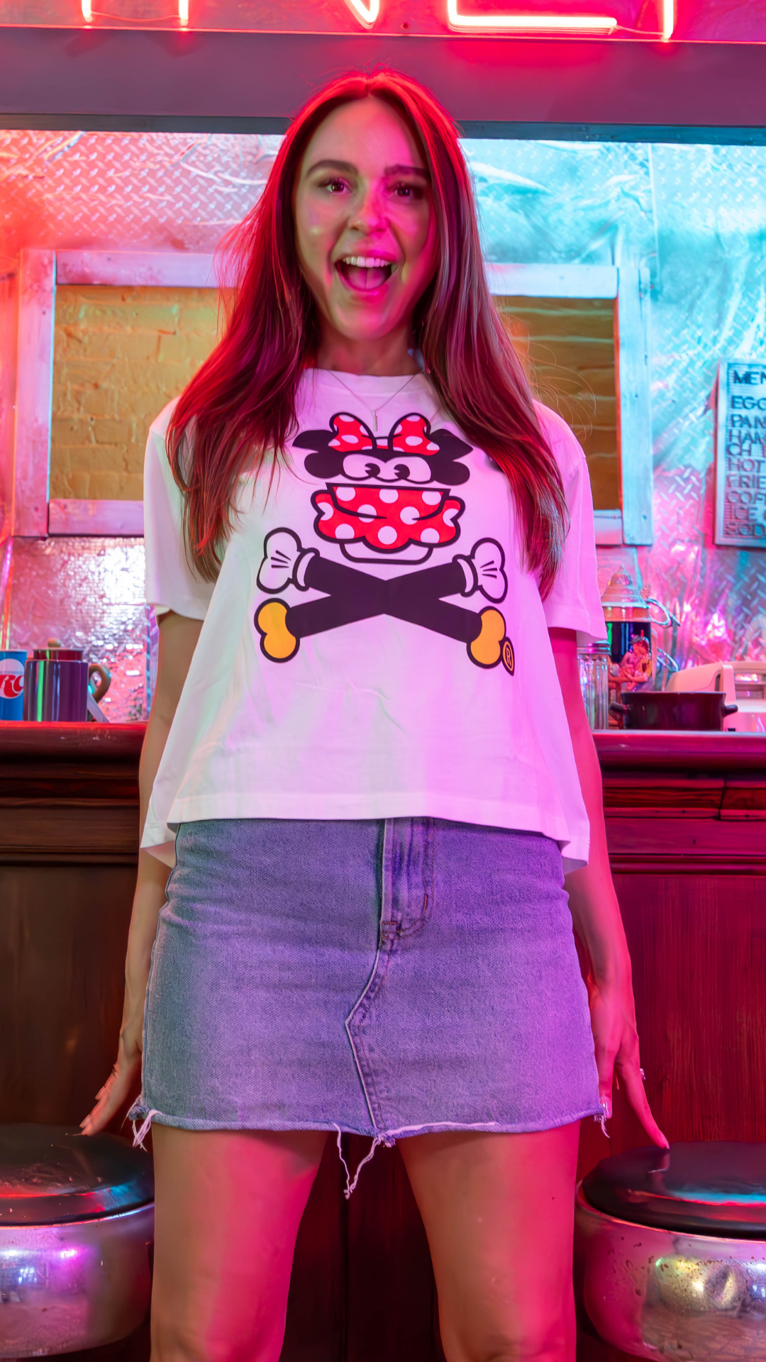 Women's Boxy Cinnamon-ie Mouse Crossbones Short Sleeve Premium Tee