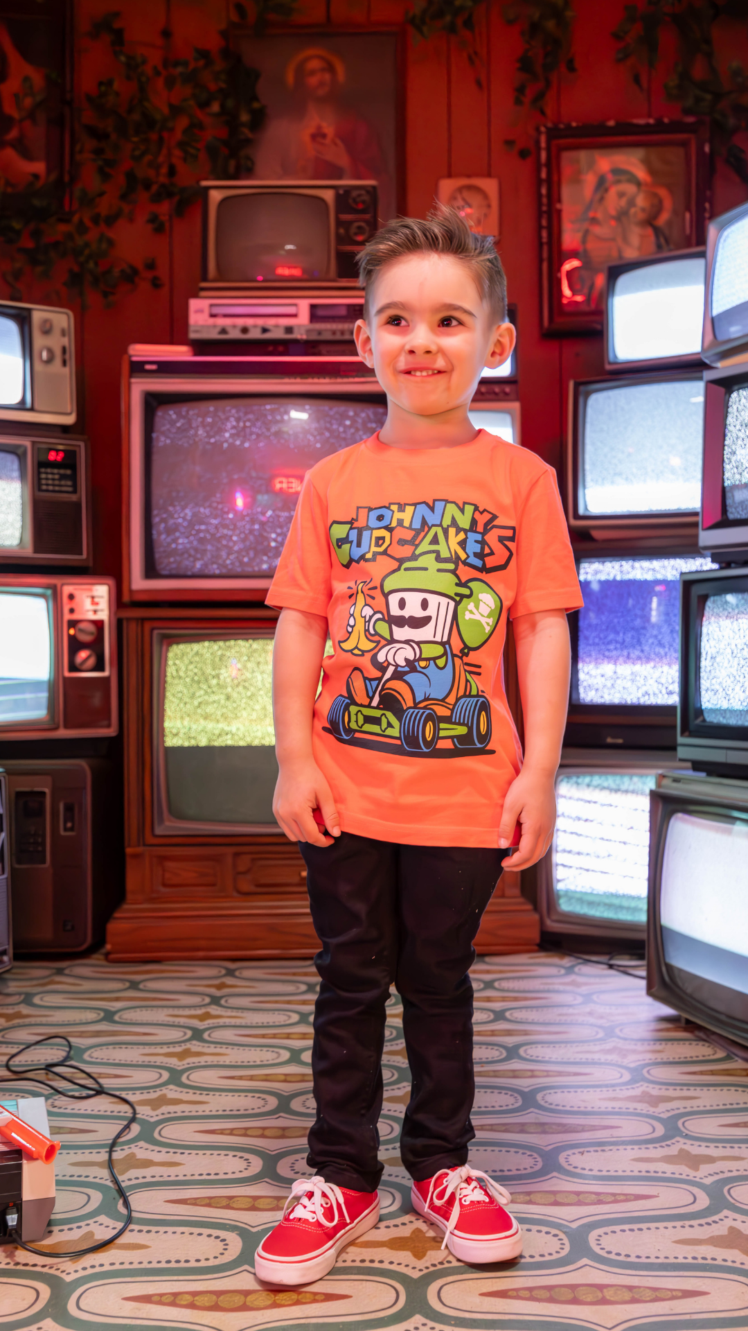 Kids Green Racing Plumber Short Sleeve Premium Tee