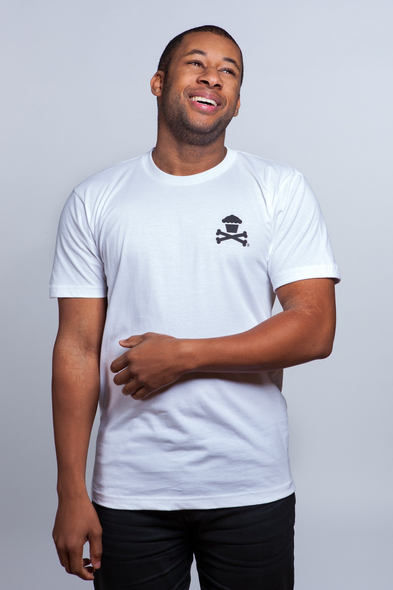 $10 Sale Tee - Basic Mini Crossbones (White Tee / Black Ink)