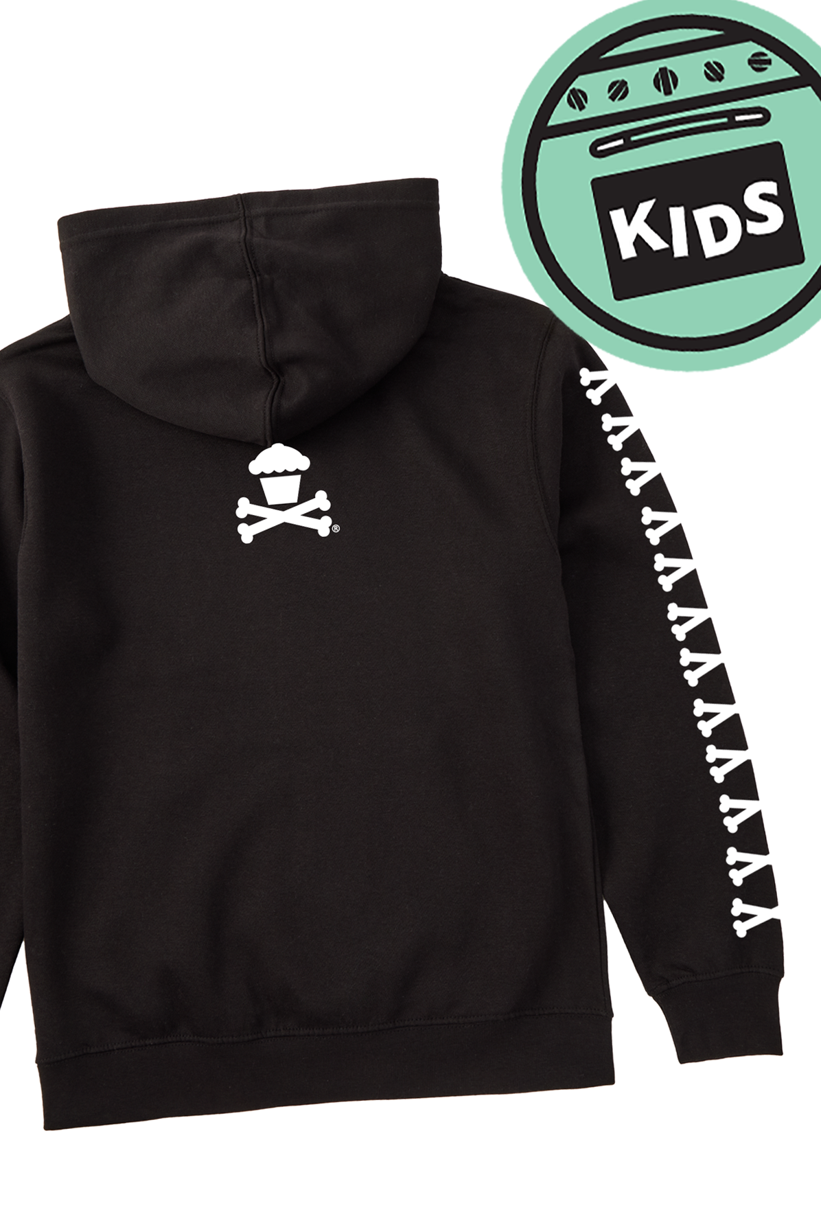 Kids Pullover Sweatshirt - Basic Bones Sleeve (Classic Black)