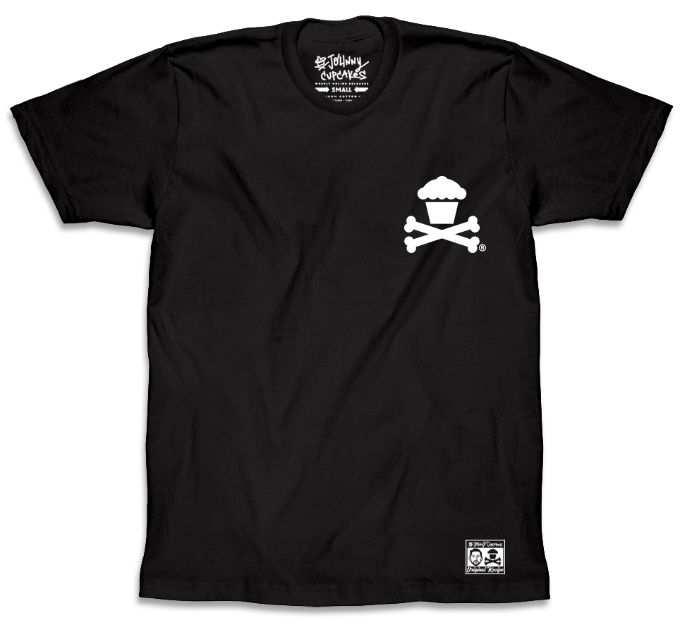 $10 Sale Tee - Basic Mini Crossbones (Black Tee / White Ink)
