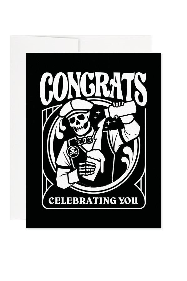 Bartender Skull Greeting Card