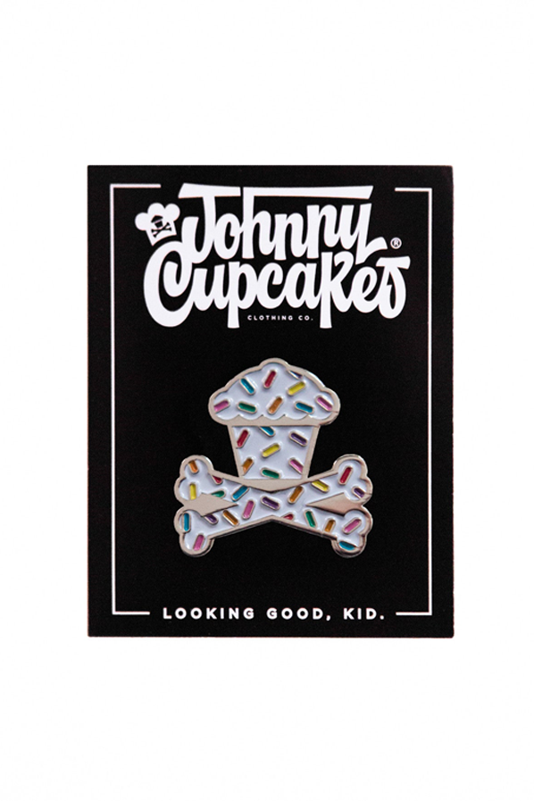 White Sprinkles Crossbones Enamel Pin