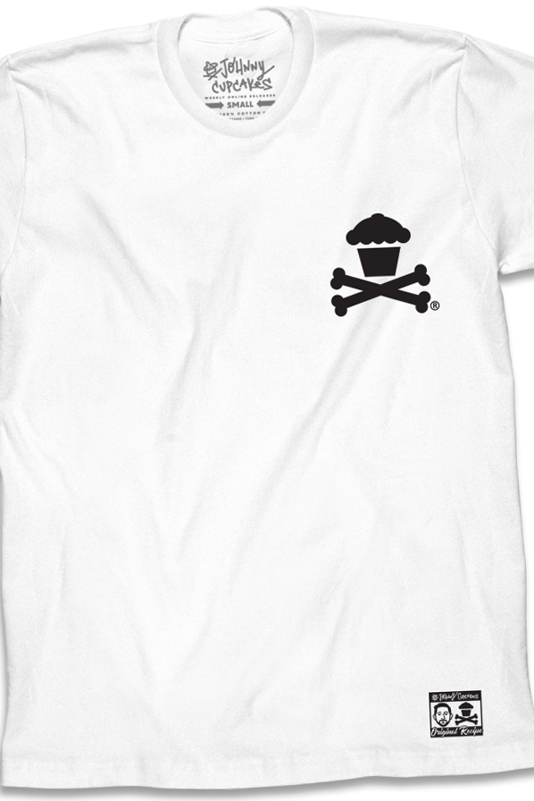 $10 Sale Tee - Basic Mini Crossbones (White Tee / Black Ink)