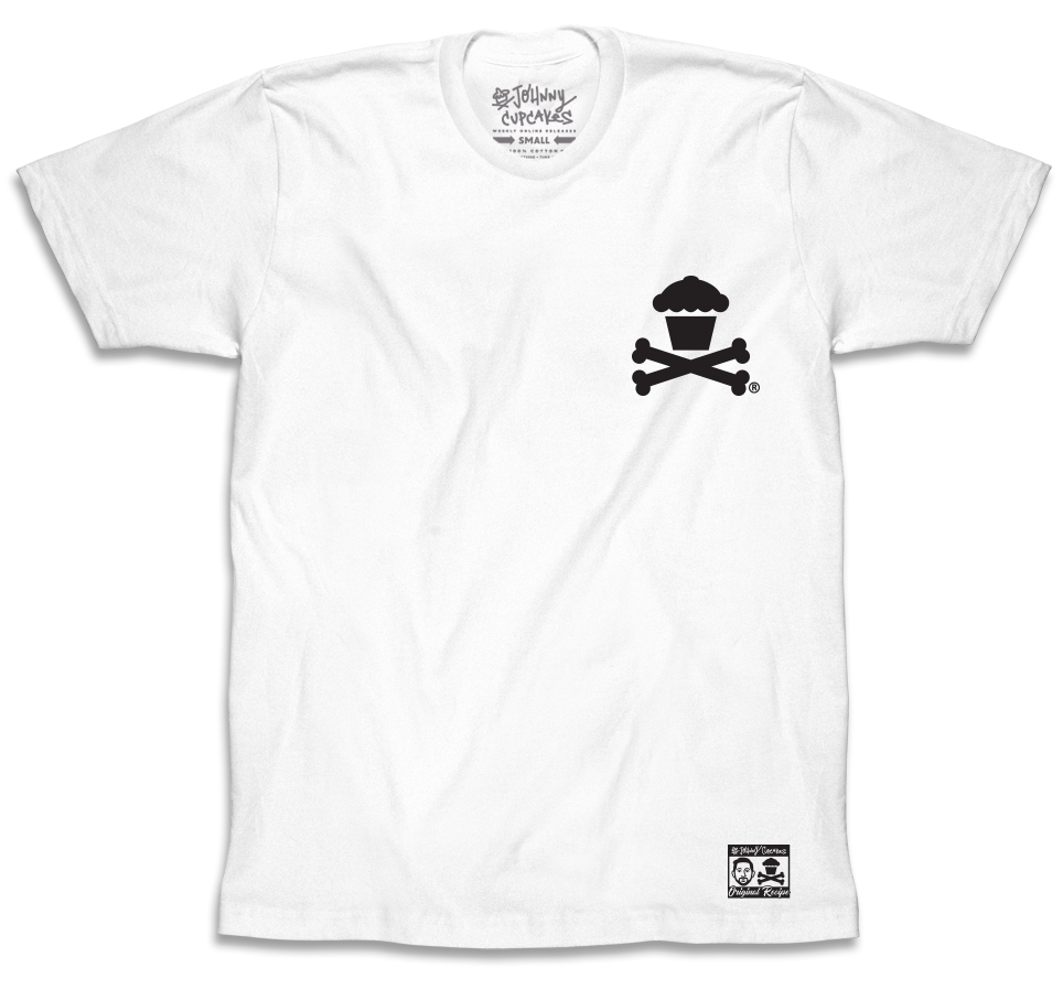 $10 Sale Tee - Basic Mini Crossbones (White Tee / Black Ink)